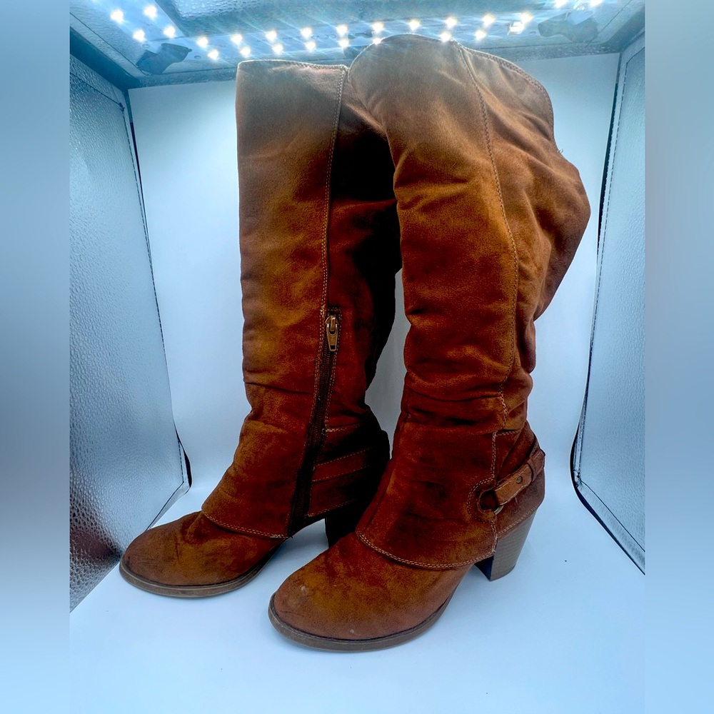 Knee high suede boots